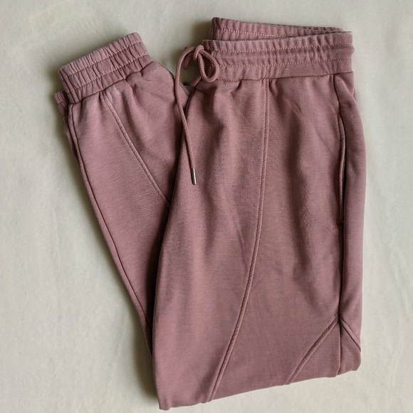 7FAM Jogger Lounge High-Rise Drawstring Pockets Elastic Cuffs Dusty Pink M NWT - Picture 1 of 14